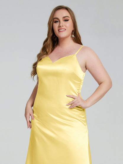Harley Straps Plus Size Soft Satin Bridesmaid Dresses