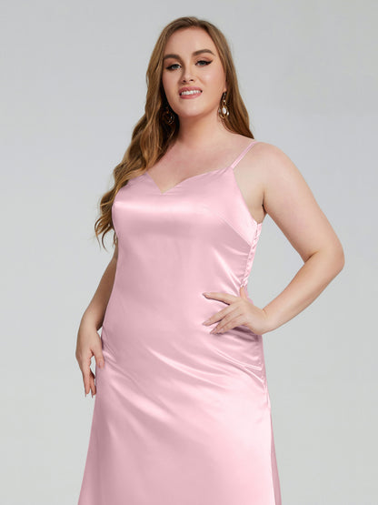 Harley Straps Plus Size Soft Satin Bridesmaid Dresses