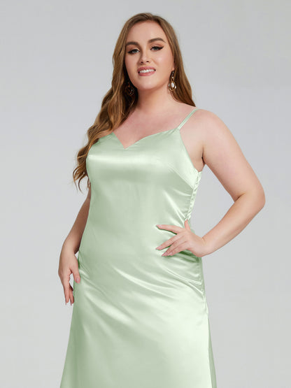 Harley Straps Plus Size Soft Satin Bridesmaid Dresses