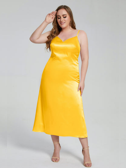 Harley Straps Plus Size Soft Satin Bridesmaid Dresses
