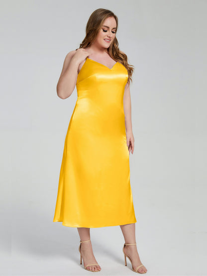 Harley Straps Plus Size Soft Satin Bridesmaid Dresses