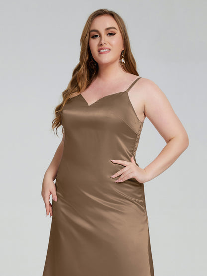 Harley Straps Plus Size Soft Satin Bridesmaid Dresses