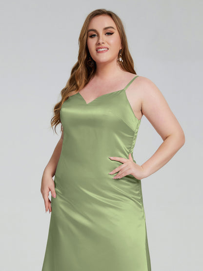 Harley Straps Plus Size Soft Satin Bridesmaid Dresses