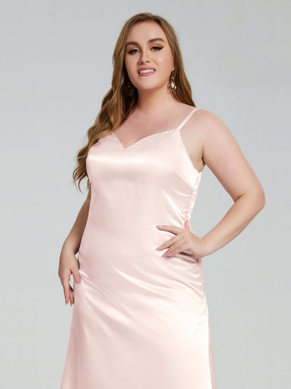 Harley Straps Plus Size Soft Satin Bridesmaid Dresses