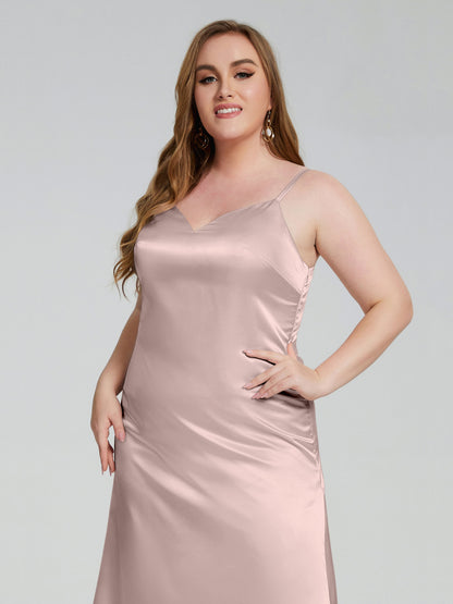 Harley Straps Plus Size Soft Satin Bridesmaid Dresses