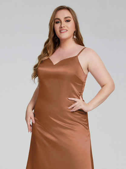 Harley Straps Plus Size Soft Satin Bridesmaid Dresses