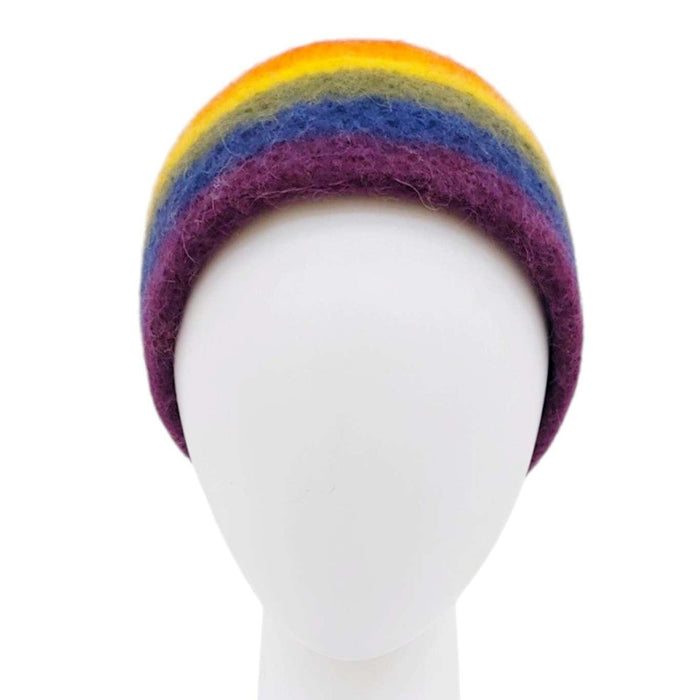 Hat - Felted Wool Cap in Rainbow Stripe (Assorted Sizes) by Snooter-doots