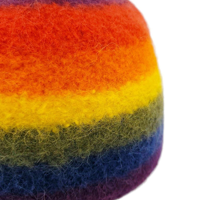 Hat - Felted Wool Cap in Rainbow Stripe (Assorted Sizes) by Snooter-doots
