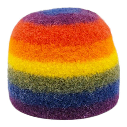 Hat - Felted Wool Cap in Rainbow Stripe (Assorted Sizes) by Snooter-doots
