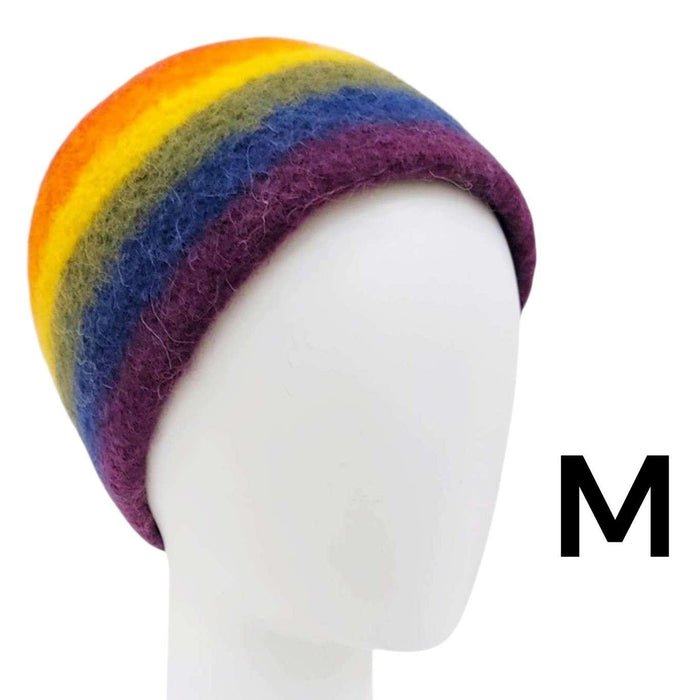 Hat - Felted Wool Cap in Rainbow Stripe (Assorted Sizes) by Snooter-doots