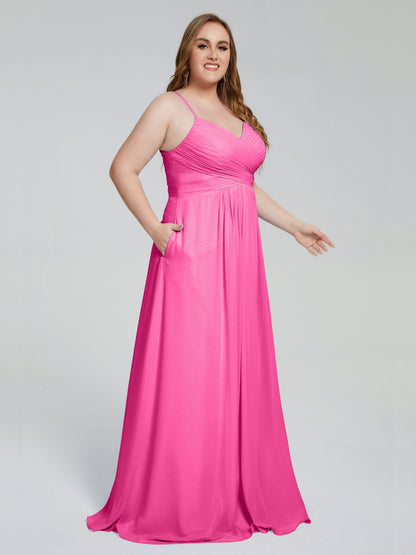 Julianna Modest Spaghetti Straps Plus Size Bridesmaid Dresses