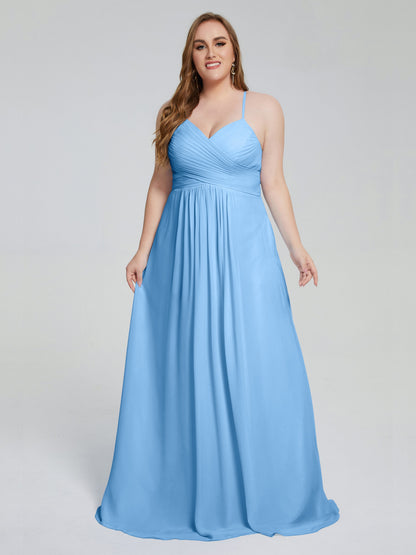 Julianna Modest Spaghetti Straps Plus Size Bridesmaid Dresses