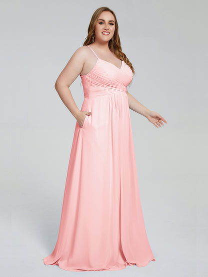 Julianna Modest Spaghetti Straps Plus Size Bridesmaid Dresses