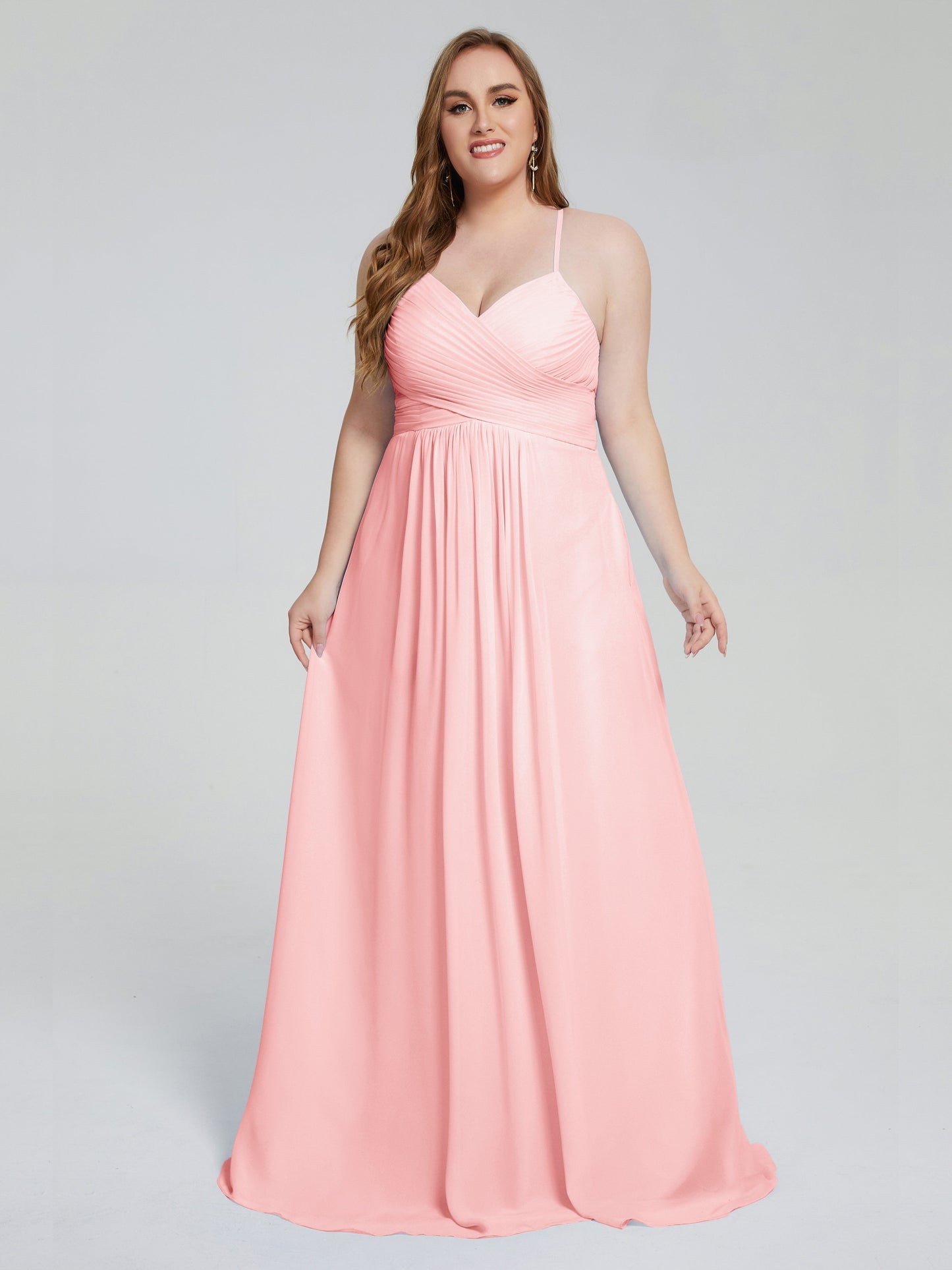 Julianna Modest Spaghetti Straps Plus Size Bridesmaid Dresses