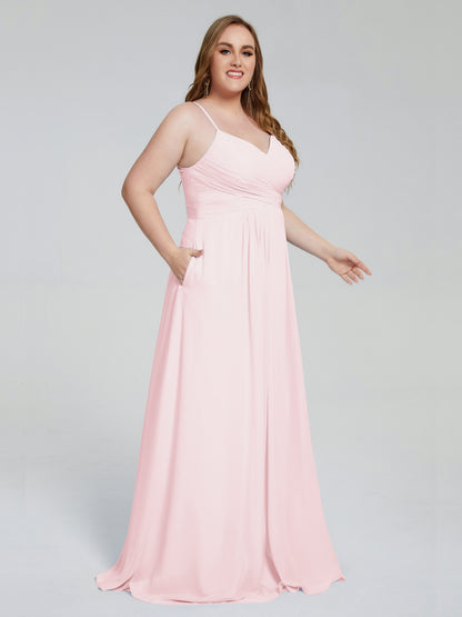 Julianna Modest Spaghetti Straps Plus Size Bridesmaid Dresses