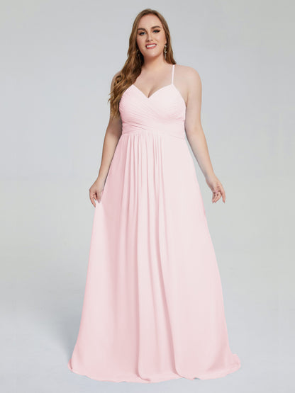 Julianna Modest Spaghetti Straps Plus Size Bridesmaid Dresses
