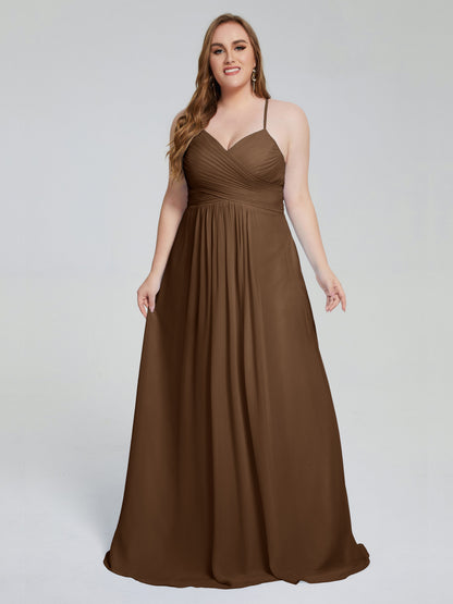 Julianna Modest Spaghetti Straps Plus Size Bridesmaid Dresses