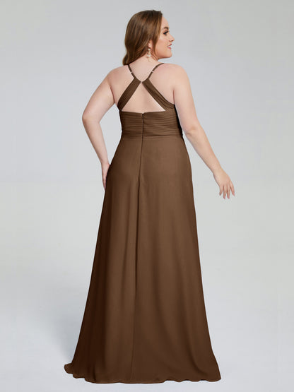 Julianna Modest Spaghetti Straps Plus Size Bridesmaid Dresses