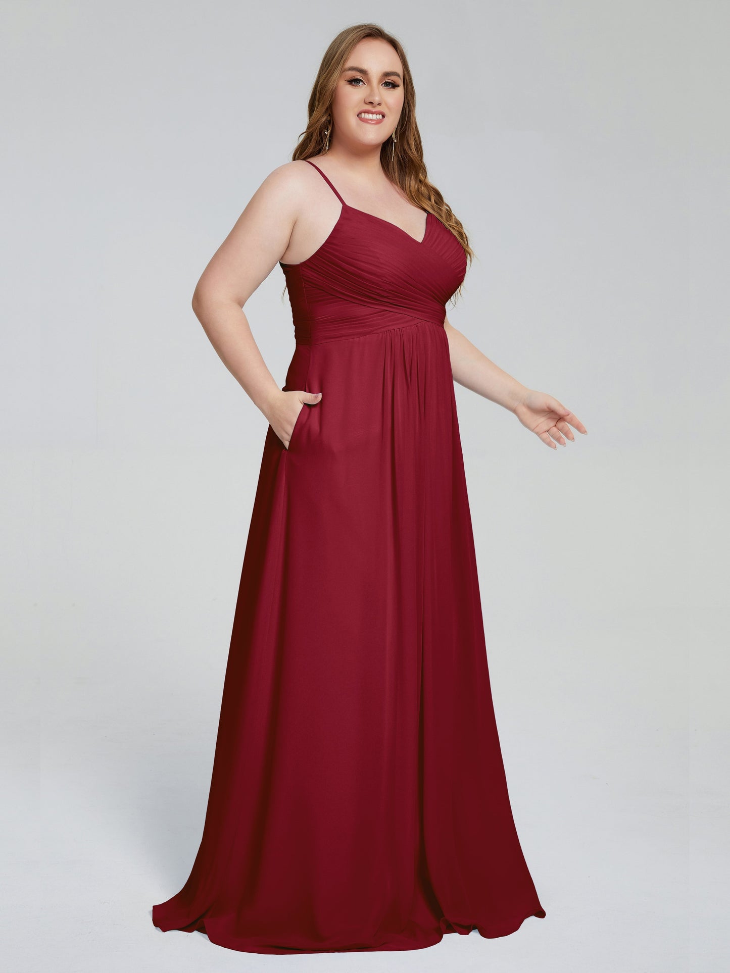 Julianna Modest Spaghetti Straps Plus Size Bridesmaid Dresses