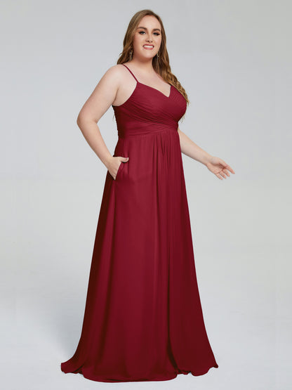 Julianna Modest Spaghetti Straps Plus Size Bridesmaid Dresses