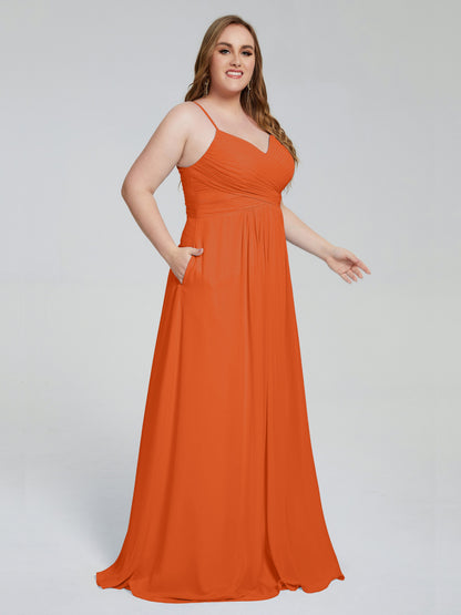 Julianna Modest Spaghetti Straps Plus Size Bridesmaid Dresses