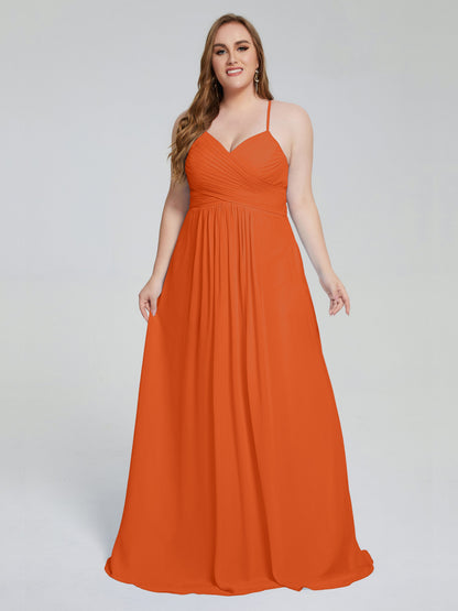 Julianna Modest Spaghetti Straps Plus Size Bridesmaid Dresses