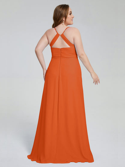 Julianna Modest Spaghetti Straps Plus Size Bridesmaid Dresses