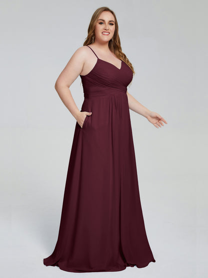 Julianna Modest Spaghetti Straps Plus Size Bridesmaid Dresses