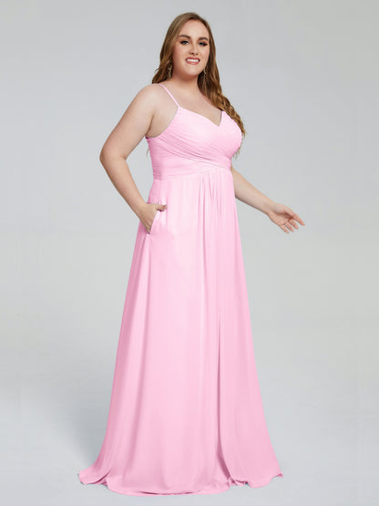 Julianna Modest Spaghetti Straps Plus Size Bridesmaid Dresses