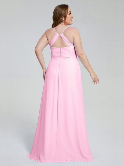 Julianna Modest Spaghetti Straps Plus Size Bridesmaid Dresses