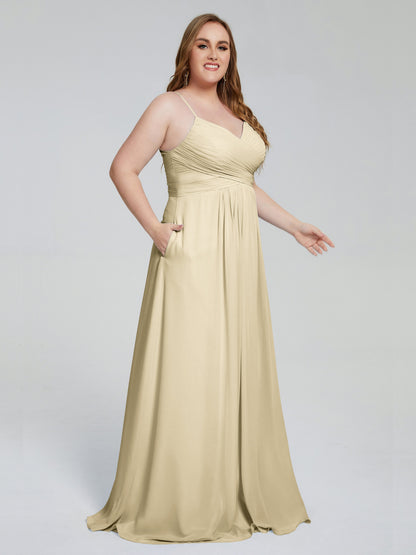 Julianna Modest Spaghetti Straps Plus Size Bridesmaid Dresses
