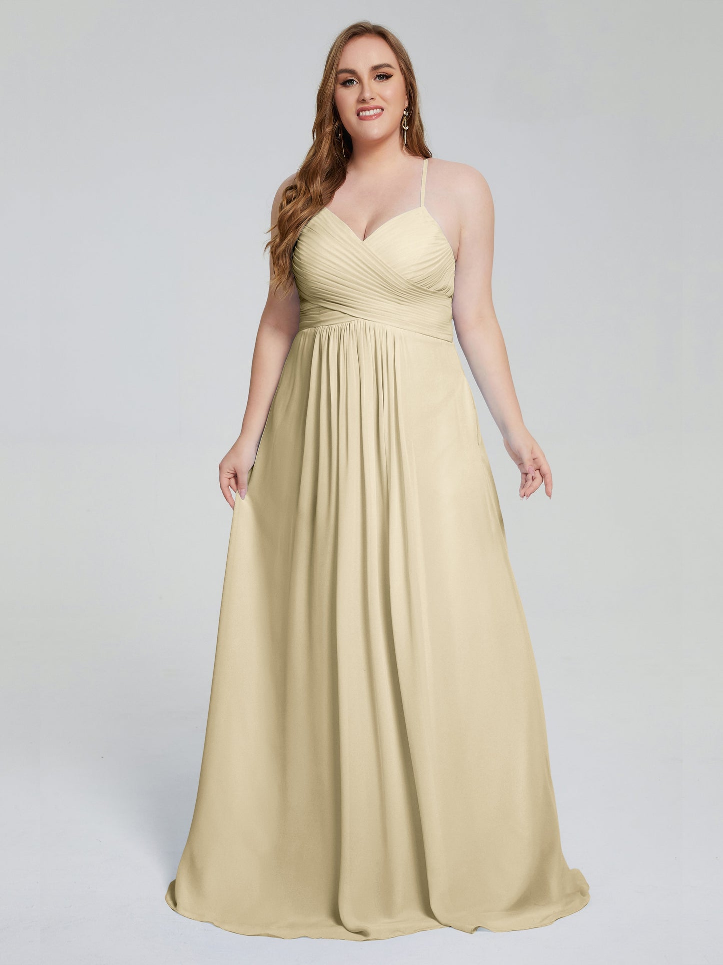 Julianna Modest Spaghetti Straps Plus Size Bridesmaid Dresses