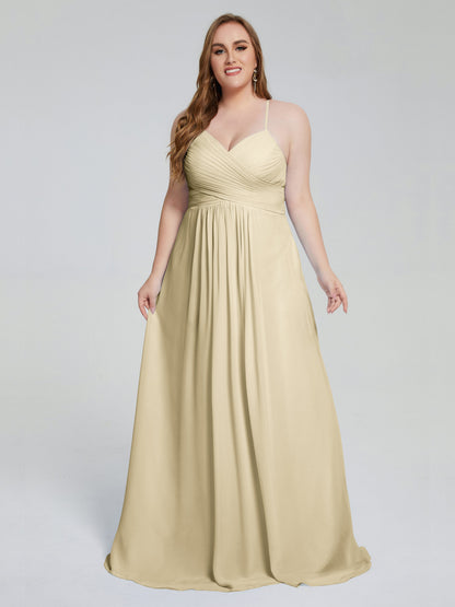 Julianna Modest Spaghetti Straps Plus Size Bridesmaid Dresses