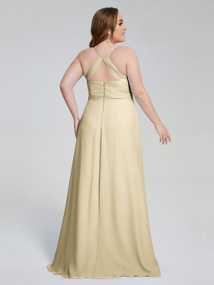 Julianna Modest Spaghetti Straps Plus Size Bridesmaid Dresses