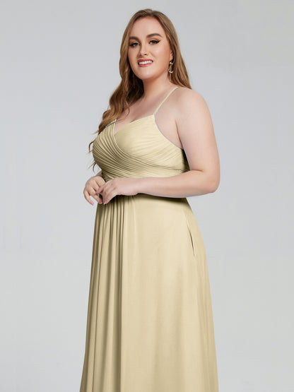 Julianna Modest Spaghetti Straps Plus Size Bridesmaid Dresses