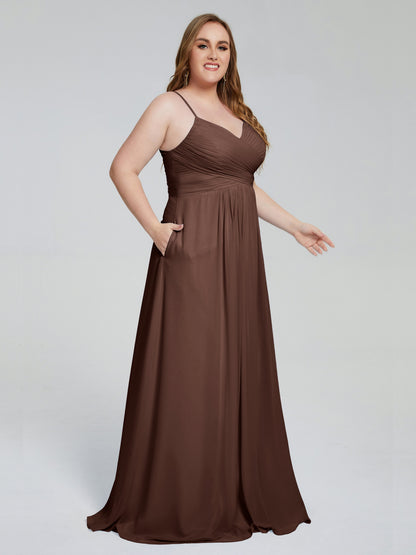 Julianna Modest Spaghetti Straps Plus Size Bridesmaid Dresses