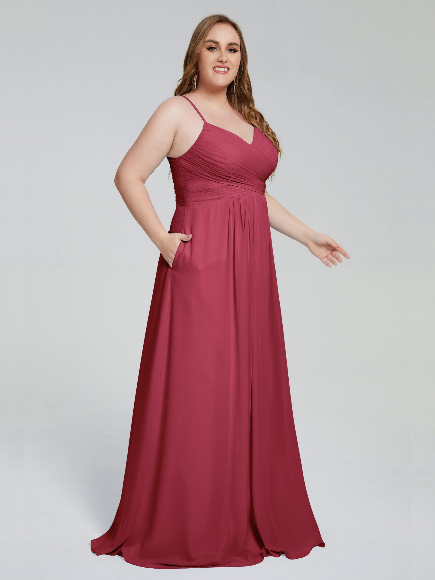 Julianna Modest Spaghetti Straps Plus Size Bridesmaid Dresses
