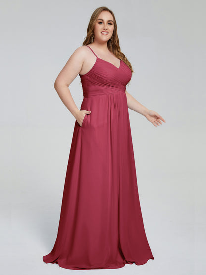 Julianna Modest Spaghetti Straps Plus Size Bridesmaid Dresses