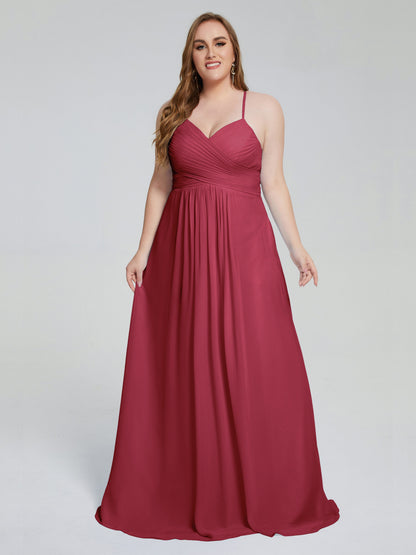 Julianna Modest Spaghetti Straps Plus Size Bridesmaid Dresses