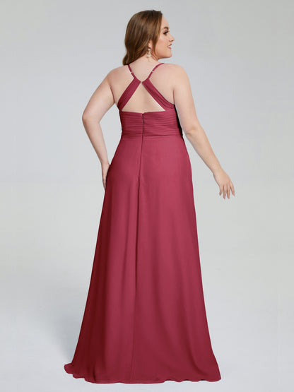 Julianna Modest Spaghetti Straps Plus Size Bridesmaid Dresses