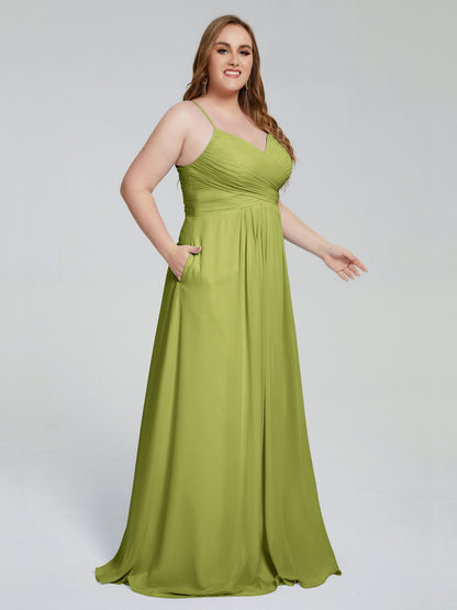 Julianna Modest Spaghetti Straps Plus Size Bridesmaid Dresses