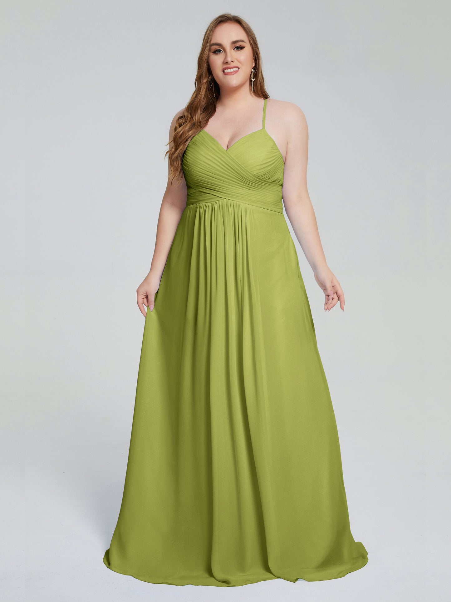Julianna Modest Spaghetti Straps Plus Size Bridesmaid Dresses