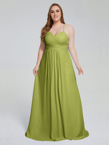 Julianna Modest Spaghetti Straps Plus Size Bridesmaid Dresses
