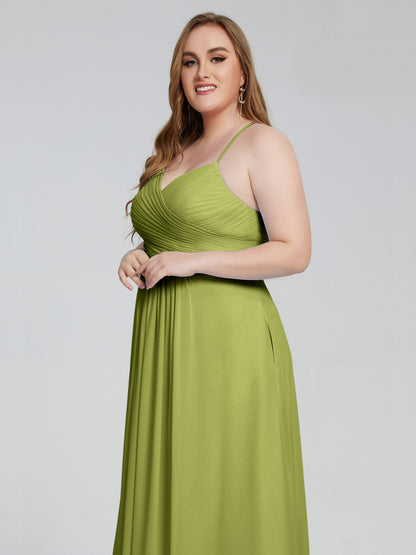 Julianna Modest Spaghetti Straps Plus Size Bridesmaid Dresses