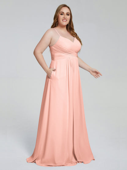 Julianna Modest Spaghetti Straps Plus Size Bridesmaid Dresses
