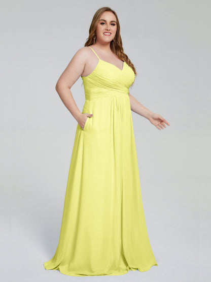 Julianna Modest Spaghetti Straps Plus Size Bridesmaid Dresses