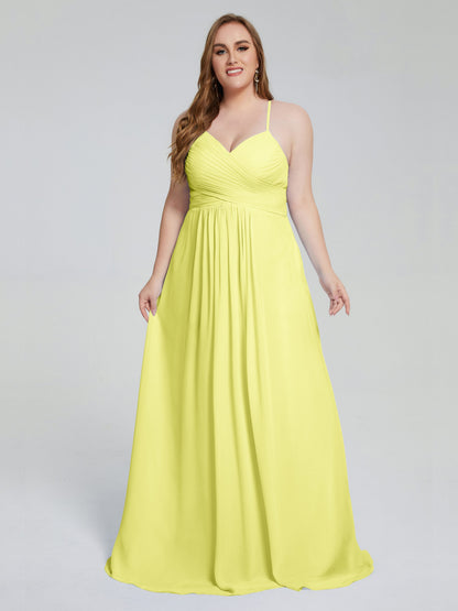 Julianna Modest Spaghetti Straps Plus Size Bridesmaid Dresses