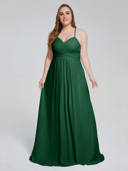 Julianna Modest Spaghetti Straps Plus Size Bridesmaid Dresses