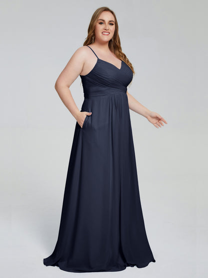 Julianna Modest Spaghetti Straps Plus Size Bridesmaid Dresses
