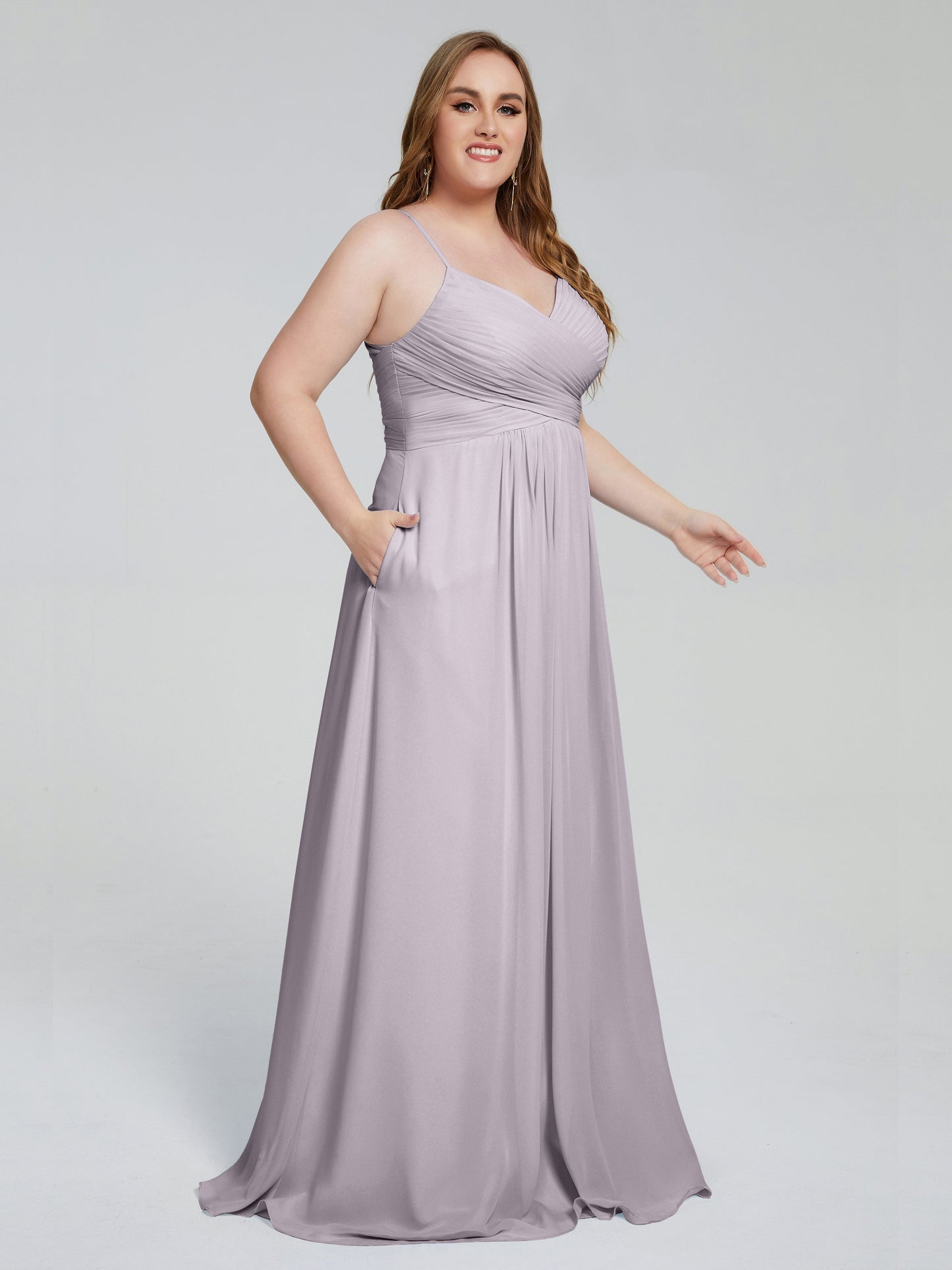 Julianna Modest Spaghetti Straps Plus Size Bridesmaid Dresses